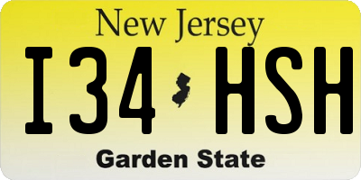 NJ license plate I34HSH