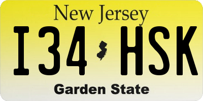 NJ license plate I34HSK