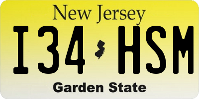 NJ license plate I34HSM