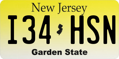 NJ license plate I34HSN