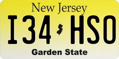 NJ license plate I34HSO