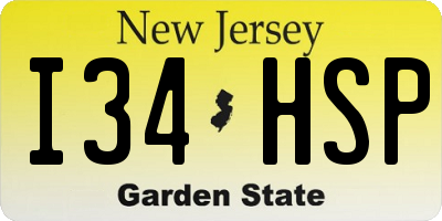 NJ license plate I34HSP