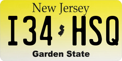 NJ license plate I34HSQ