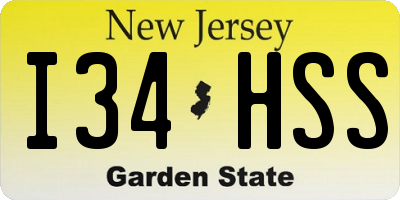 NJ license plate I34HSS