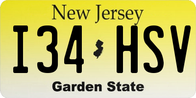 NJ license plate I34HSV