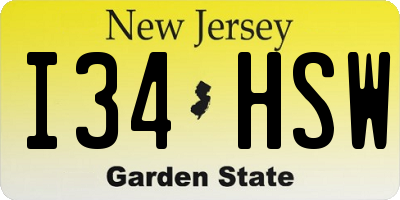 NJ license plate I34HSW