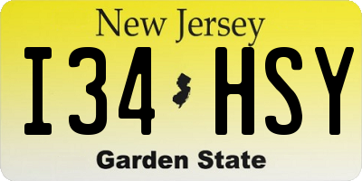 NJ license plate I34HSY