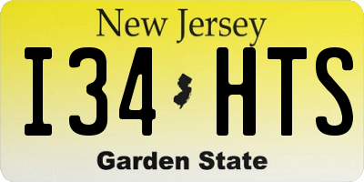 NJ license plate I34HTS