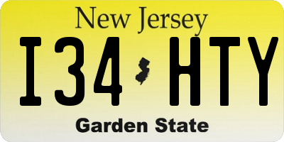 NJ license plate I34HTY