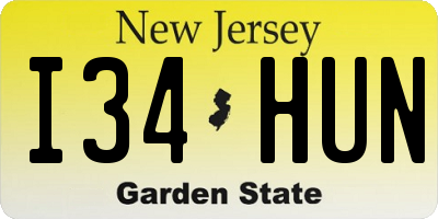NJ license plate I34HUN