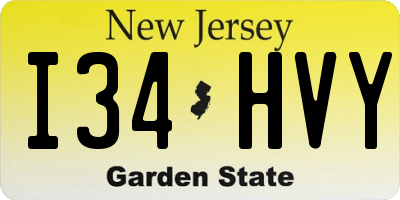 NJ license plate I34HVY