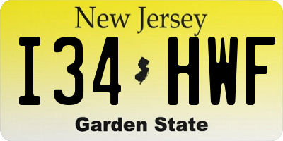 NJ license plate I34HWF