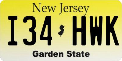 NJ license plate I34HWK