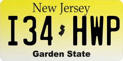 NJ license plate I34HWP