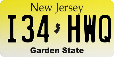 NJ license plate I34HWQ