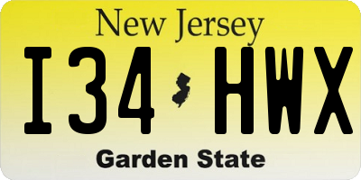 NJ license plate I34HWX