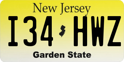 NJ license plate I34HWZ