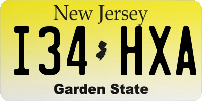 NJ license plate I34HXA