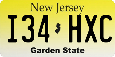 NJ license plate I34HXC