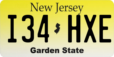 NJ license plate I34HXE