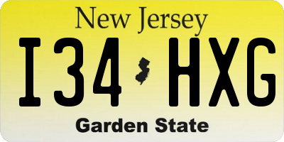 NJ license plate I34HXG