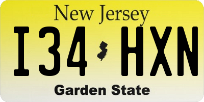 NJ license plate I34HXN