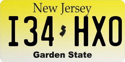 NJ license plate I34HXO