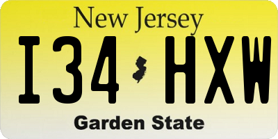 NJ license plate I34HXW