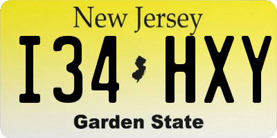 NJ license plate I34HXY