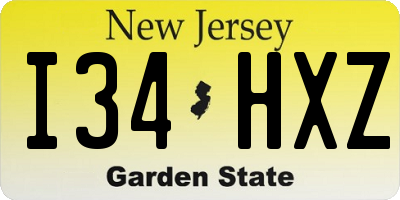 NJ license plate I34HXZ