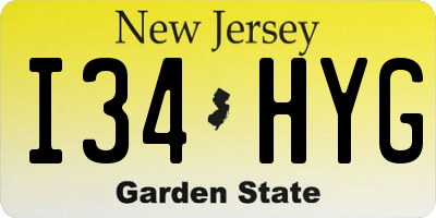 NJ license plate I34HYG