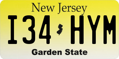 NJ license plate I34HYM