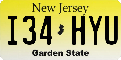 NJ license plate I34HYU