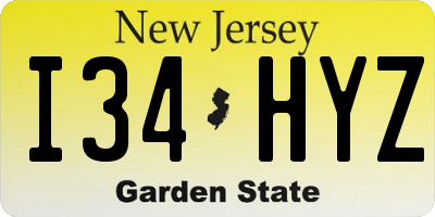 NJ license plate I34HYZ