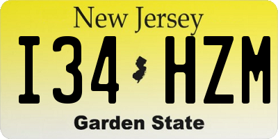 NJ license plate I34HZM