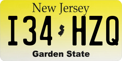 NJ license plate I34HZQ