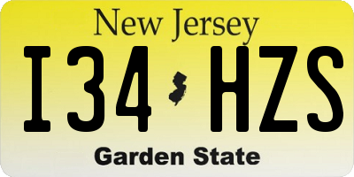 NJ license plate I34HZS