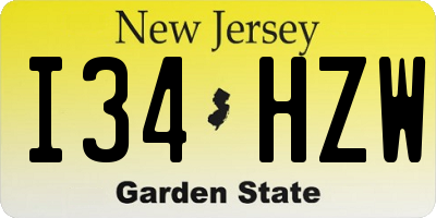NJ license plate I34HZW