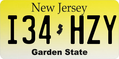 NJ license plate I34HZY