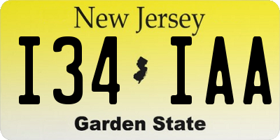 NJ license plate I34IAA