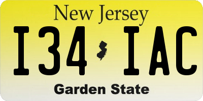 NJ license plate I34IAC