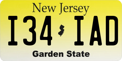 NJ license plate I34IAD