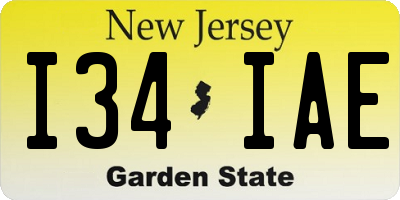 NJ license plate I34IAE