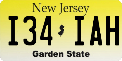 NJ license plate I34IAH