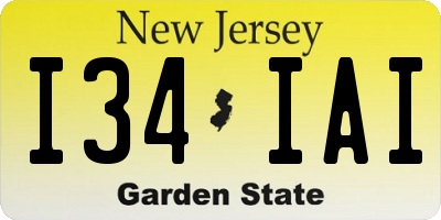 NJ license plate I34IAI
