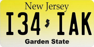 NJ license plate I34IAK