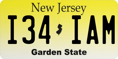 NJ license plate I34IAM