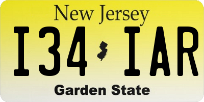 NJ license plate I34IAR