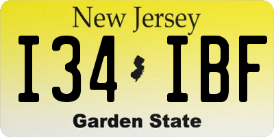 NJ license plate I34IBF