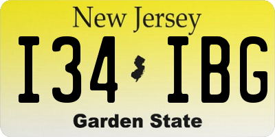 NJ license plate I34IBG